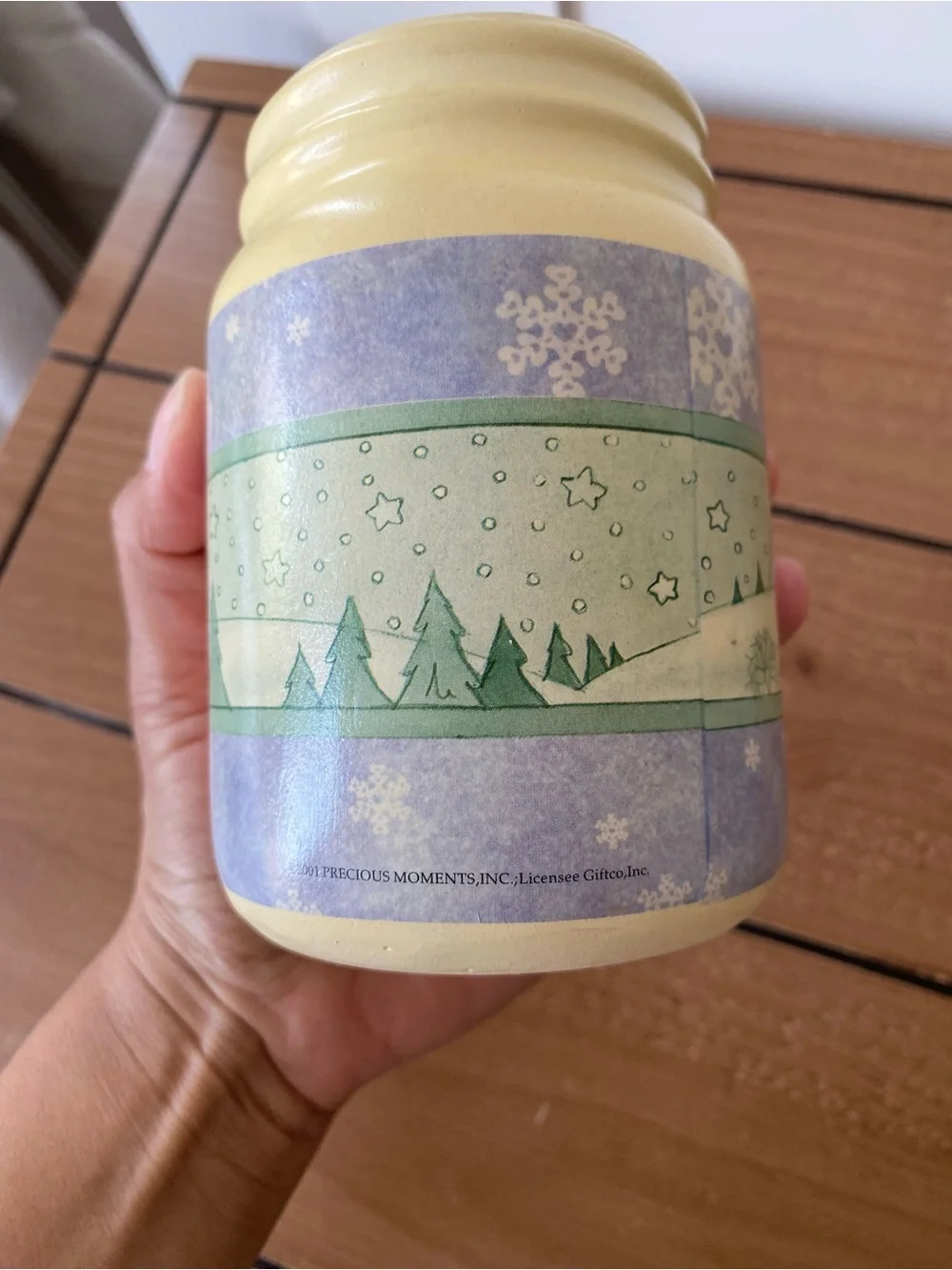 Vintage Precious Moments Christmas Ceramic Utensil Holder Crock 2001
